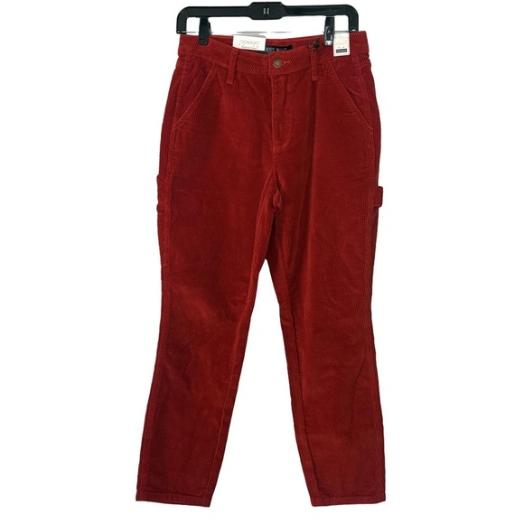 Judy Blue Orange Rust Slim Fit High Waist Stretch Corduroy Carpenter Jeans - Picture 2 of 16